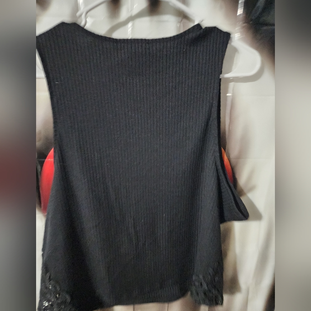 Forever 21 plus, black crop top with lace detailing